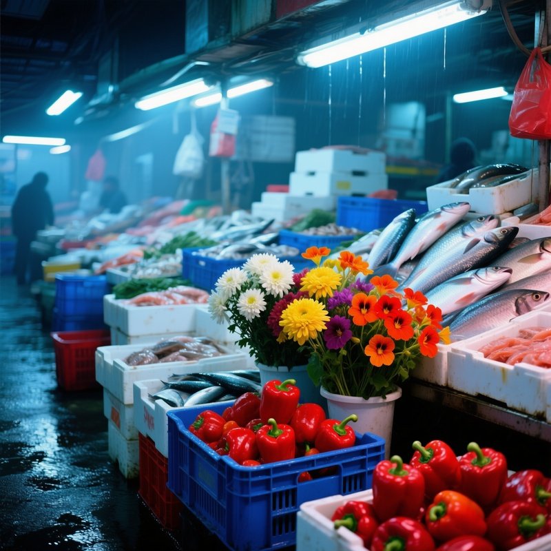 Bustling Fish Market Early Morning