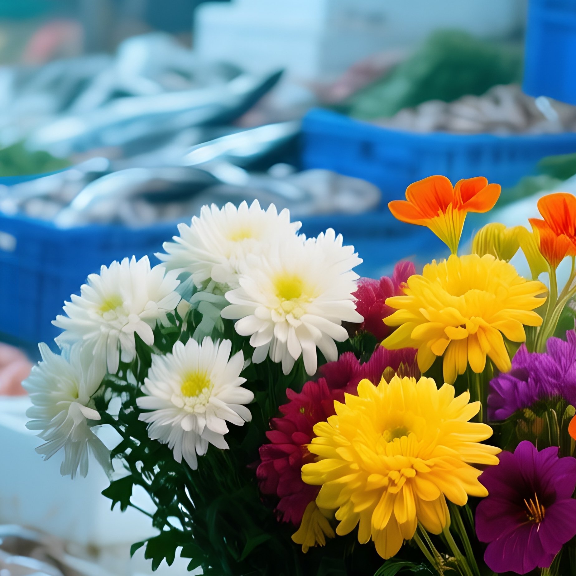 Bustling Fish Market Early Morning - Full Resolution Quality Preview