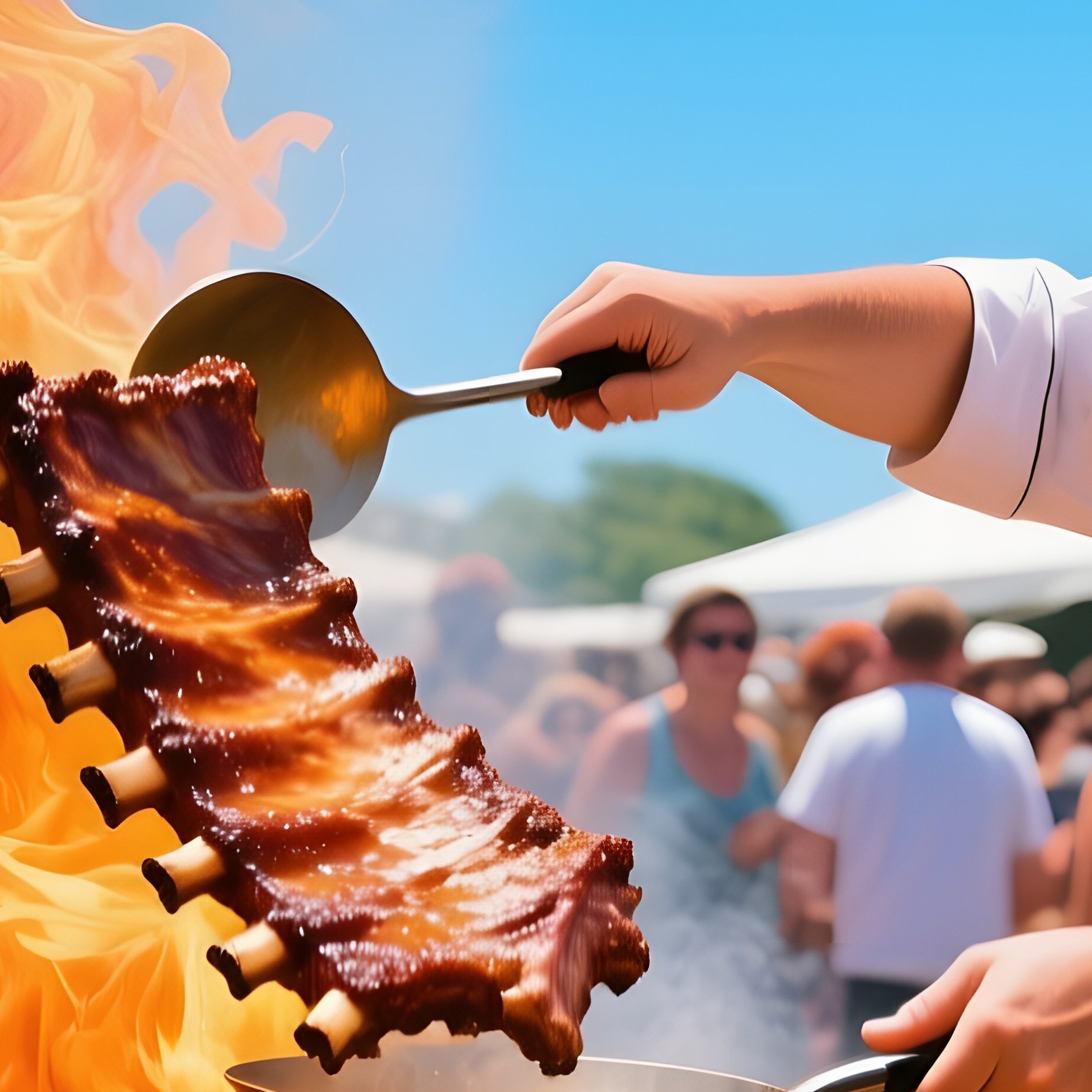 Bustling Food Market Stall Midday - Full Resolution Quality Preview
