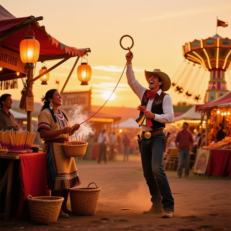 Bustling Frontier Fairground Sunset