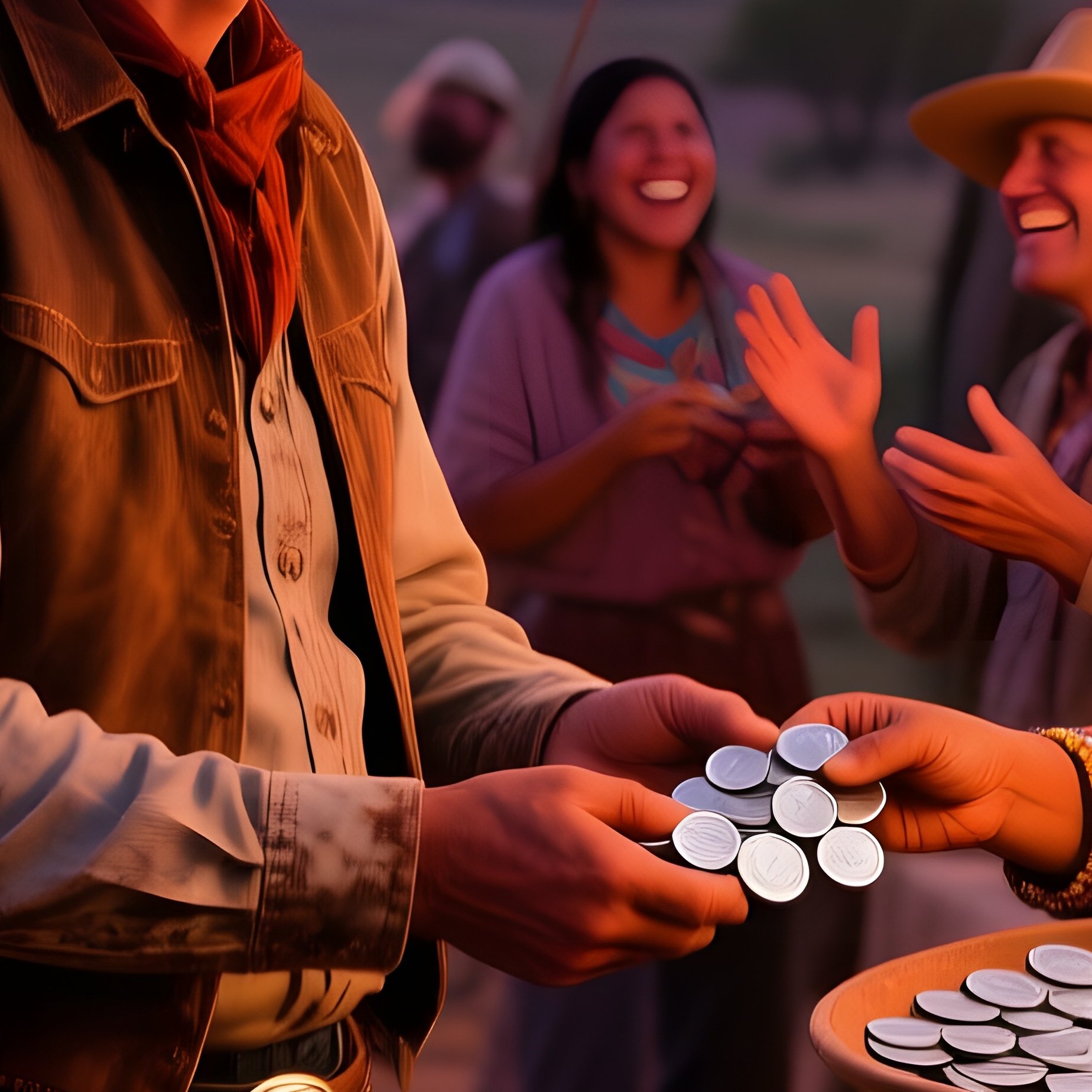 Bustling Frontier Trading Post At Dusk - Full Resolution Quality Preview