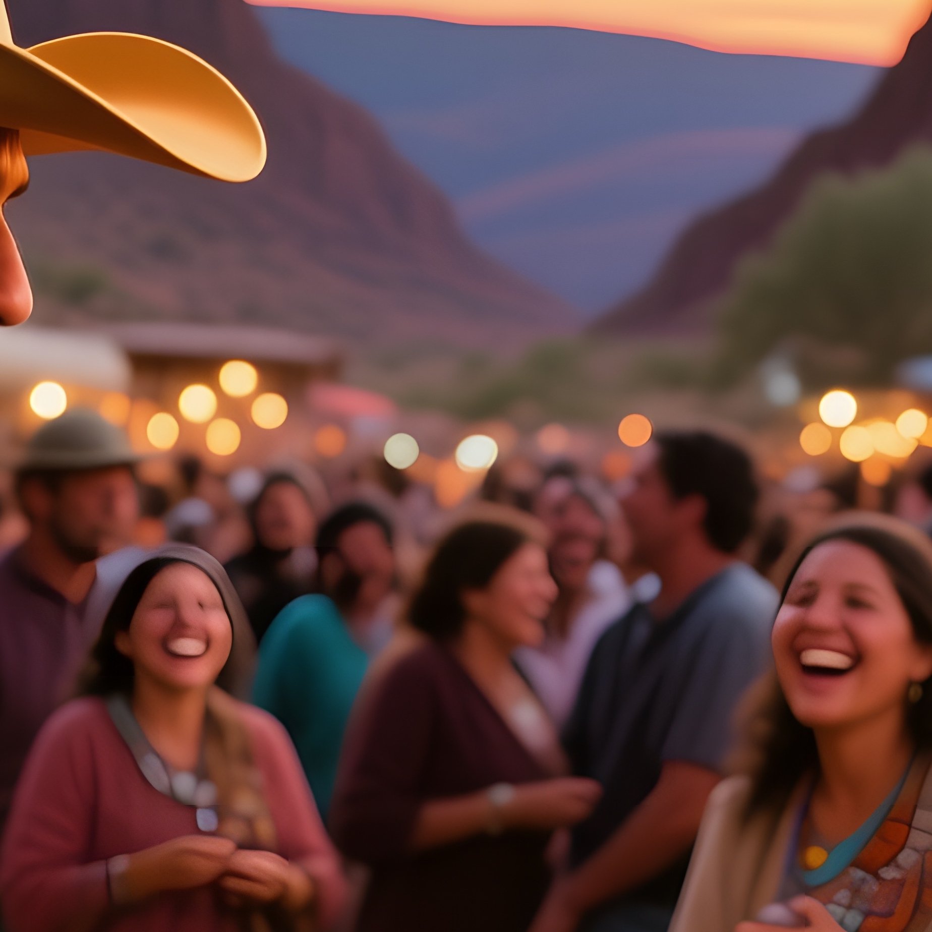 Bustling Market At Dusk In A Canyon Town - Full Resolution Quality Preview