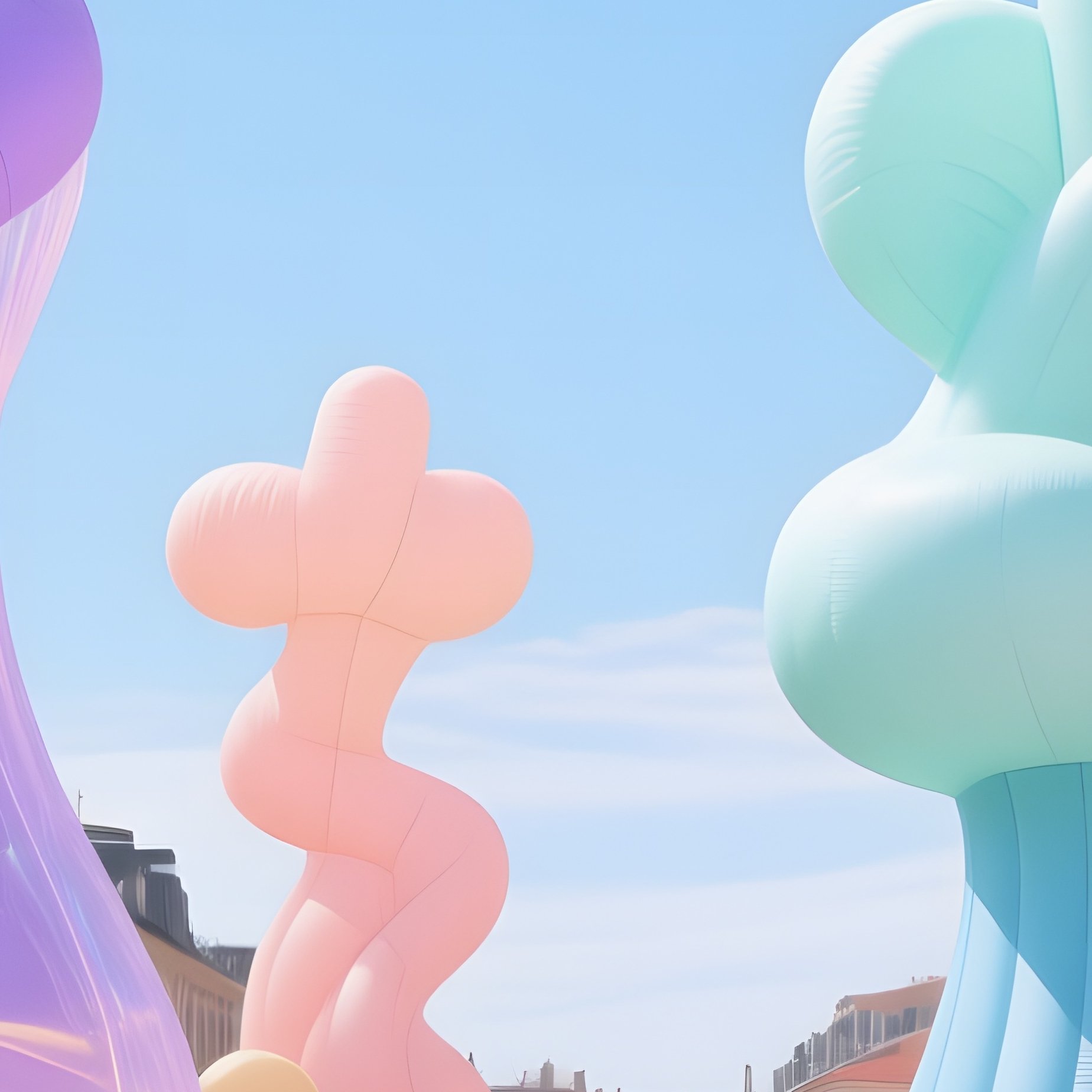 Bustling Market Square With Inflatable Sculptures - Full Resolution Quality Preview