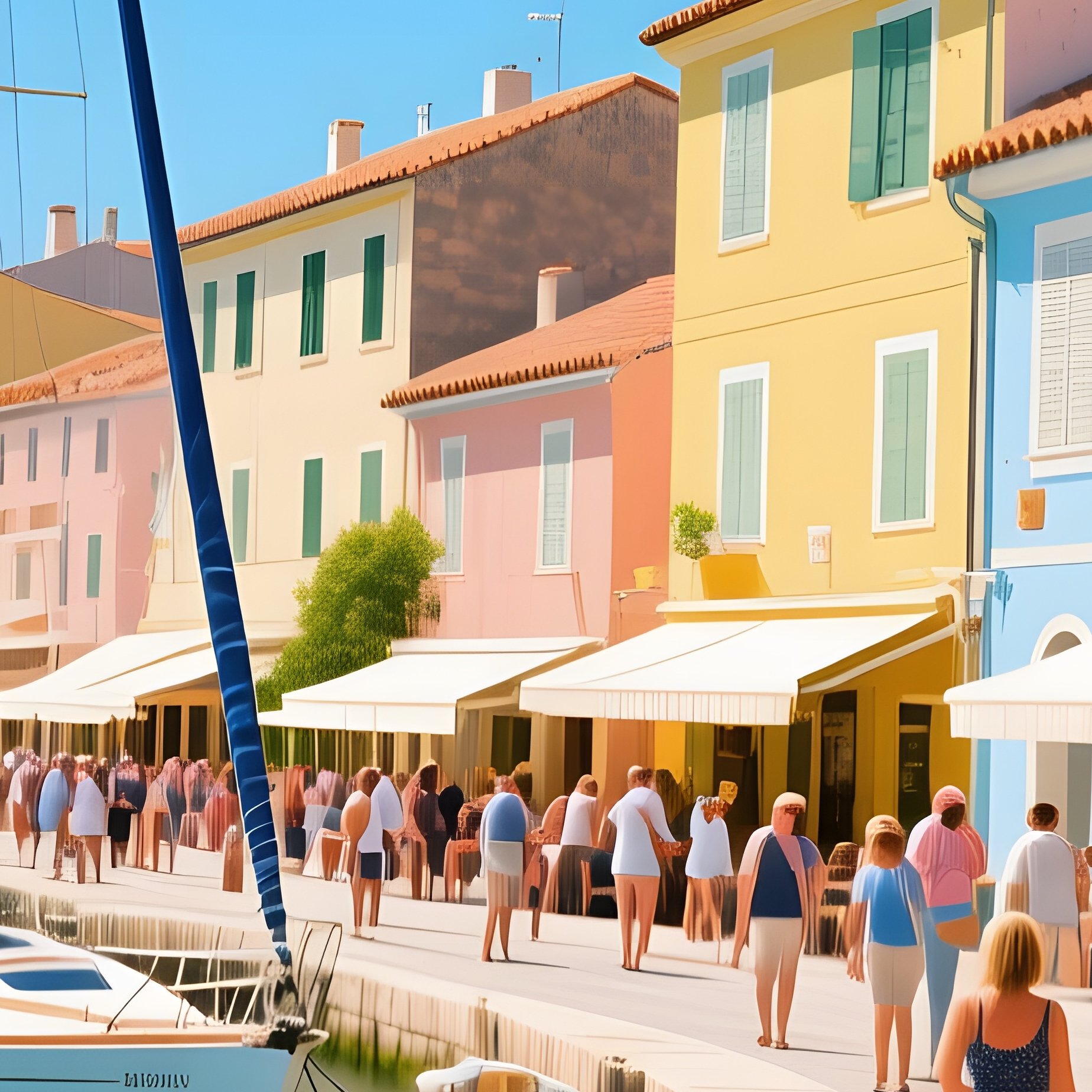 Bustling Mediterranean Port Midday - Full Resolution Quality Preview