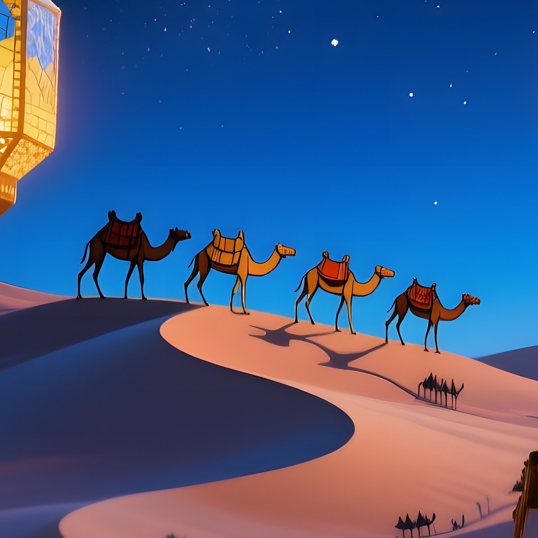 Bustling Night Bazaar Marrakech Lanterns Caravans - Full Resolution Quality Preview