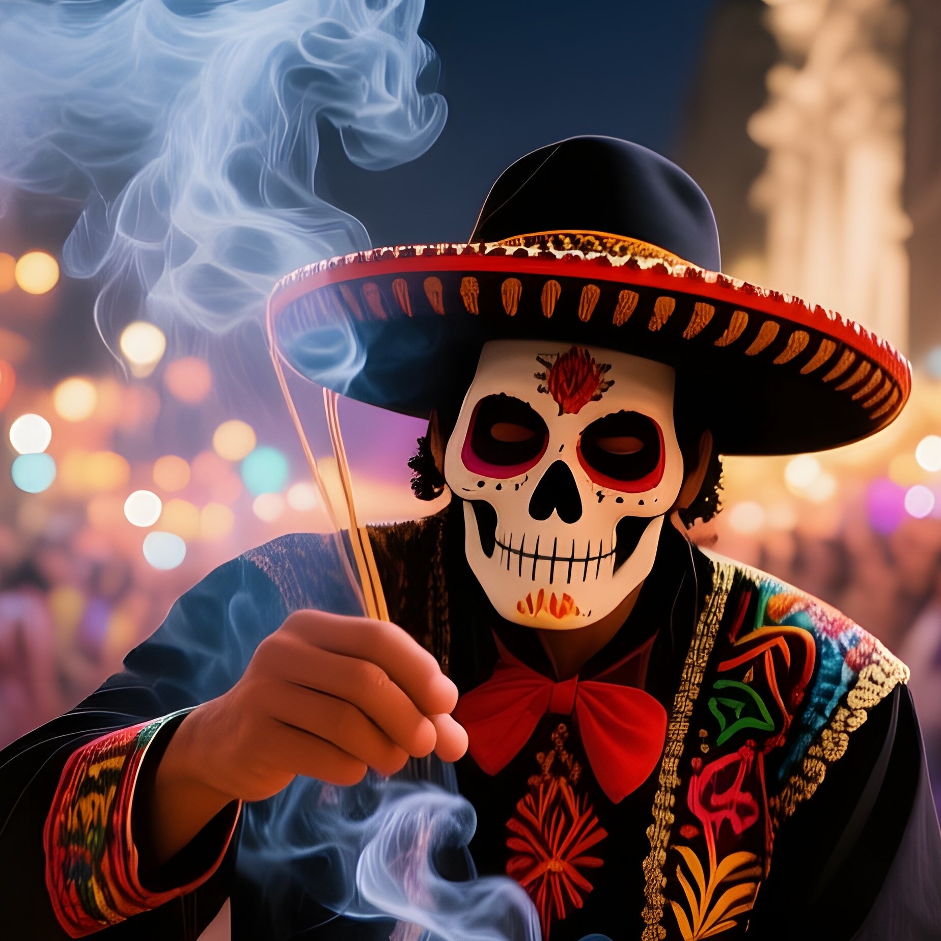 Bustling Night Street Mexico City Dia De Los Muertos - Full Resolution Quality Preview