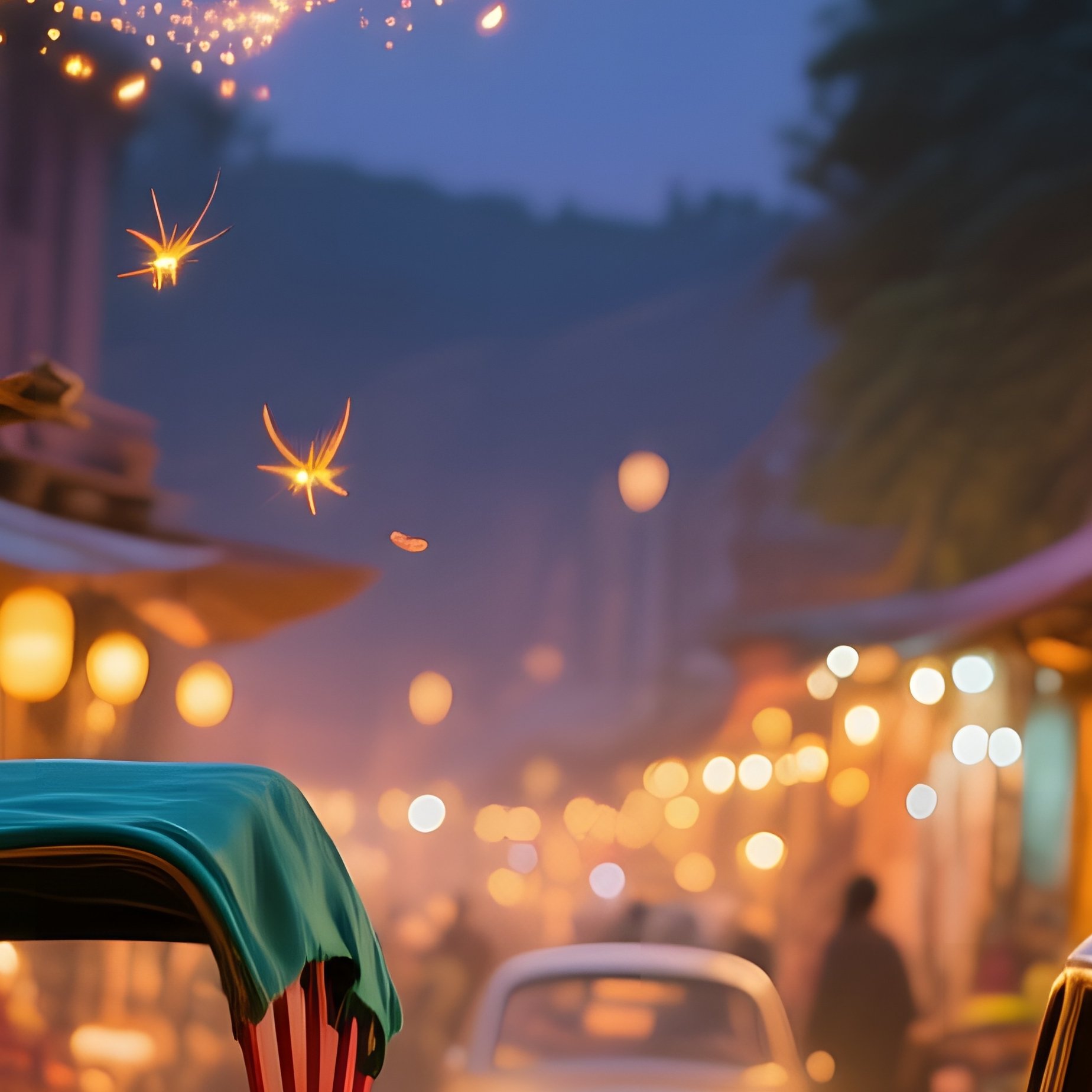 Bustling Open Air Market At Twilight Exotic Bazaar - Full Resolution Quality Preview
