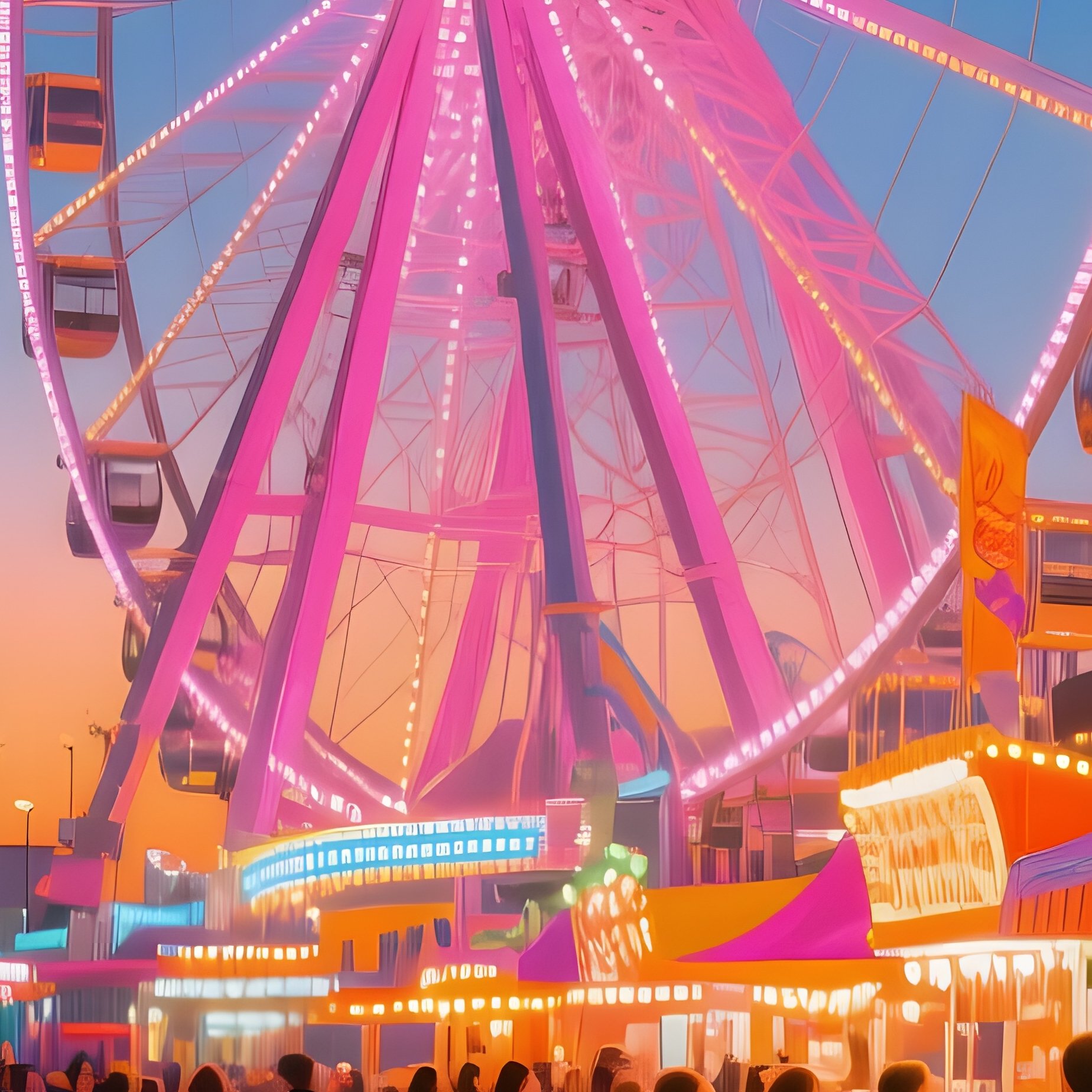 Bustling Seaside Carnival At Twilight - Full Resolution Quality Preview