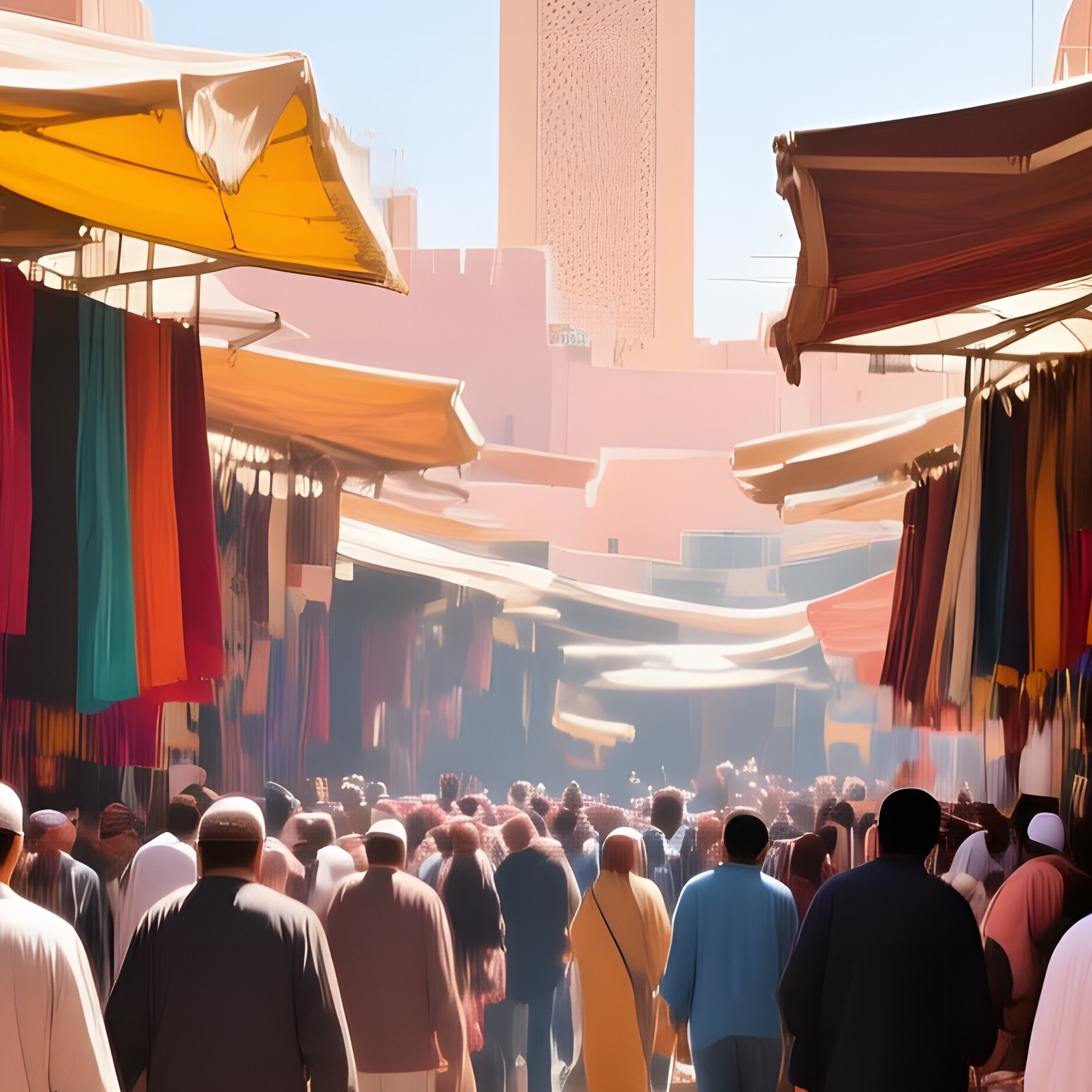 Bustling Souk Casablanca Midday - Full Resolution Quality Preview