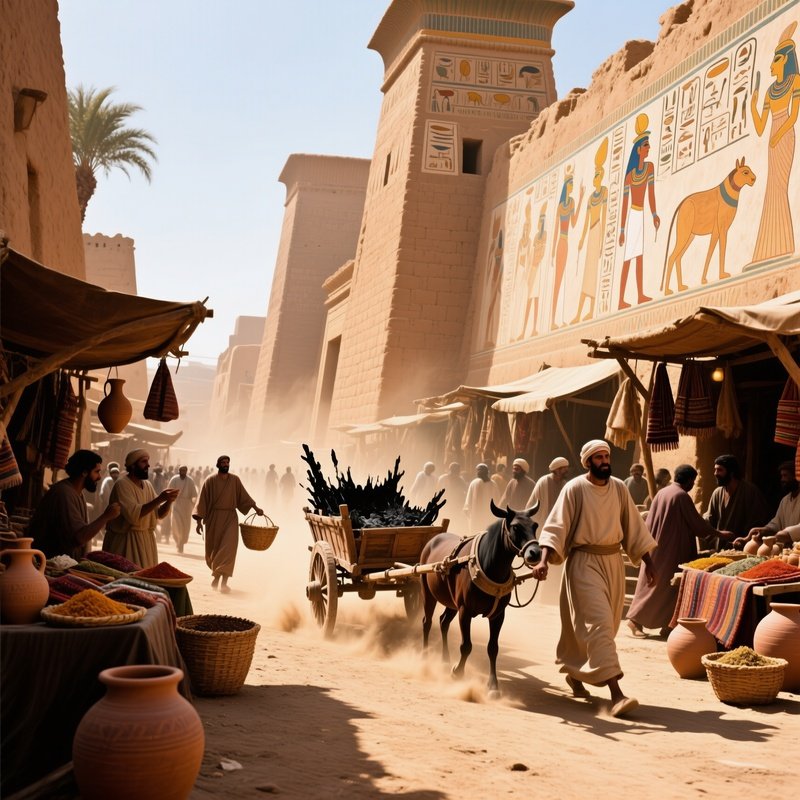 Bustling Street In Ancient Memphis At Midday