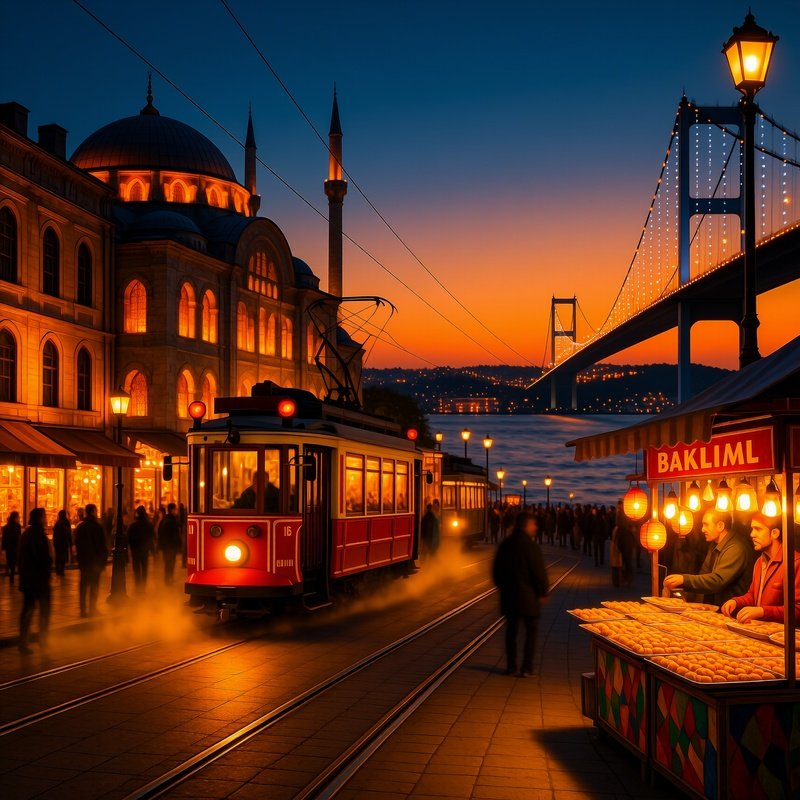 Bustling Street Old Istanbul Dusk