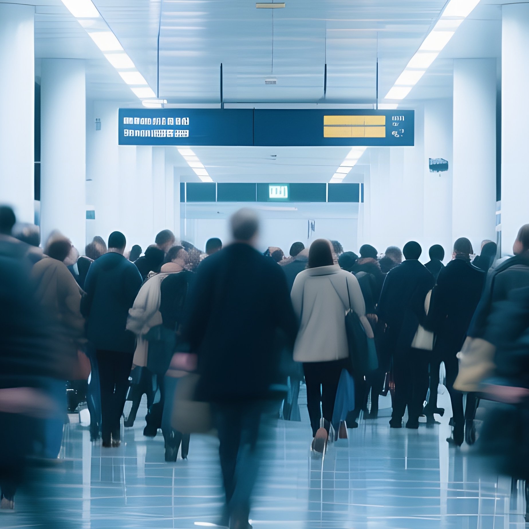 Bustling Train Station Rush Hour Fluorescent Lighting - Full Resolution Quality Preview