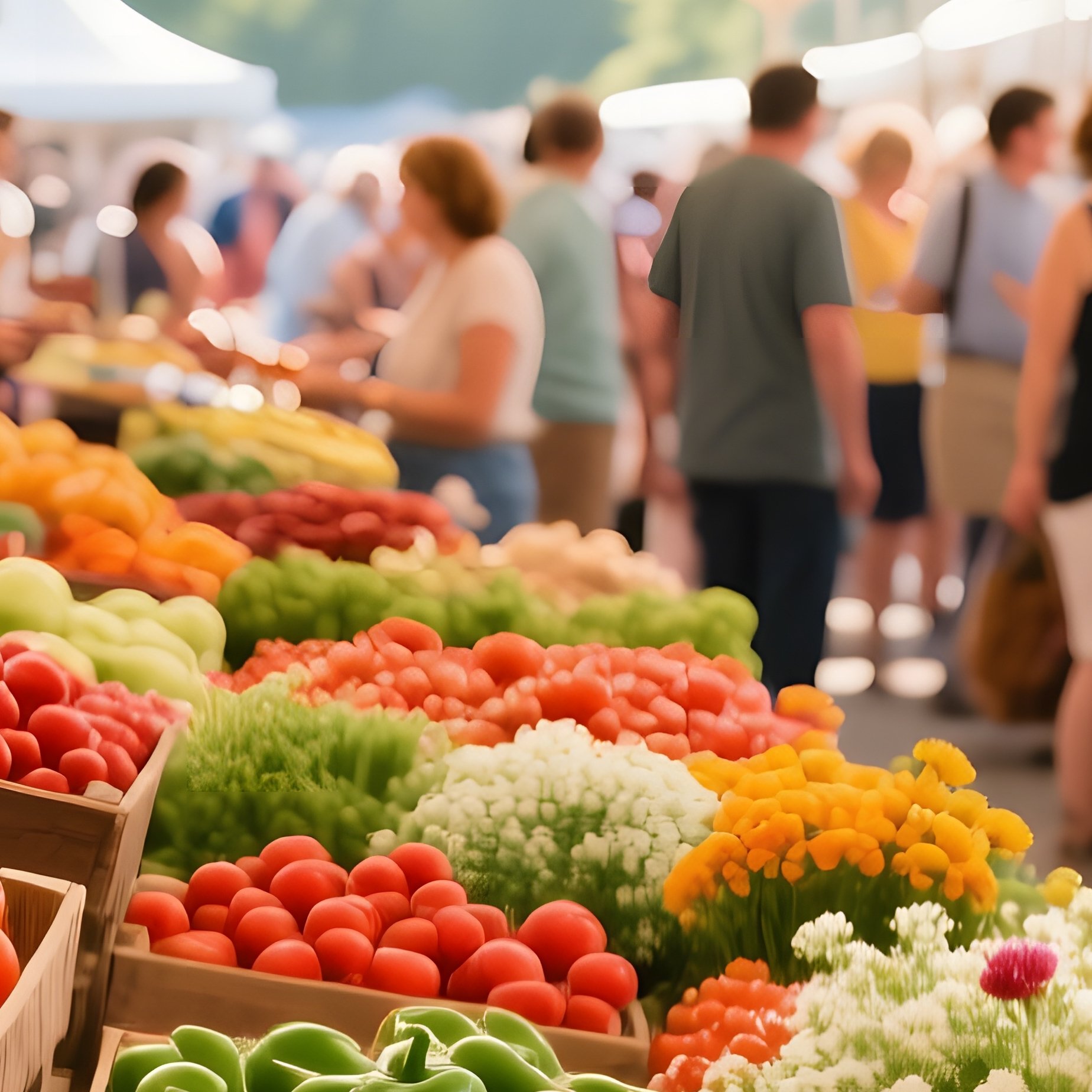 Bustling Urban Farmers Market Under Canopy - Full Resolution Quality Preview