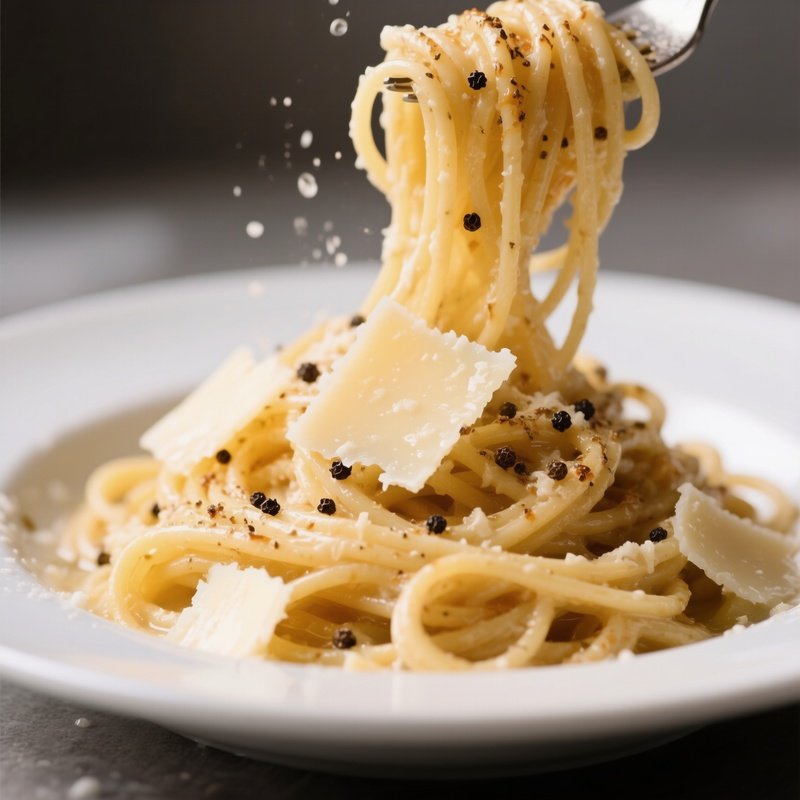 Cacio E Pepe Featuring Spaghetti Tossed With Pecorino Romano Cheese, Toasted Black Pepper, And Starchy Pasta Water