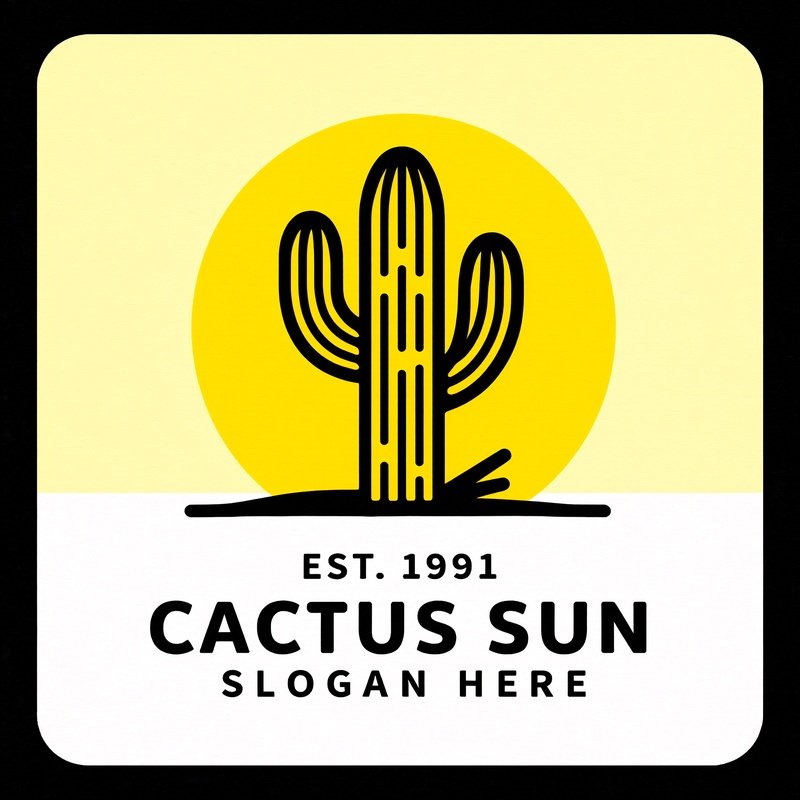 Cactus Logo Design Cactus Sun