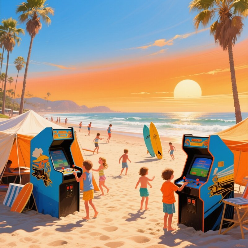 California Retro Summer Games Oil Painting 1