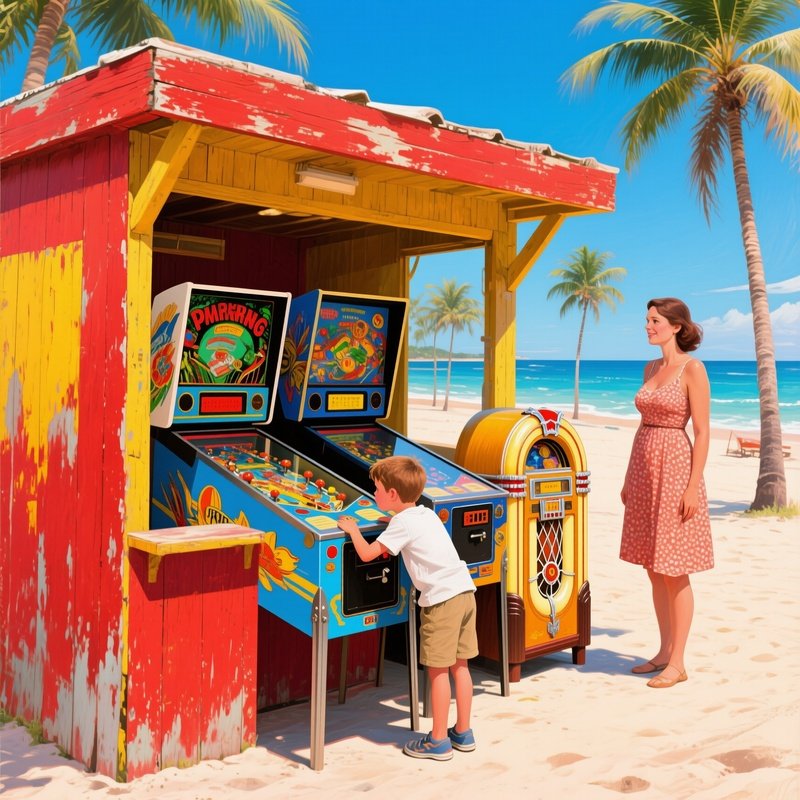 California Retro Summer Games Oil Painting 2