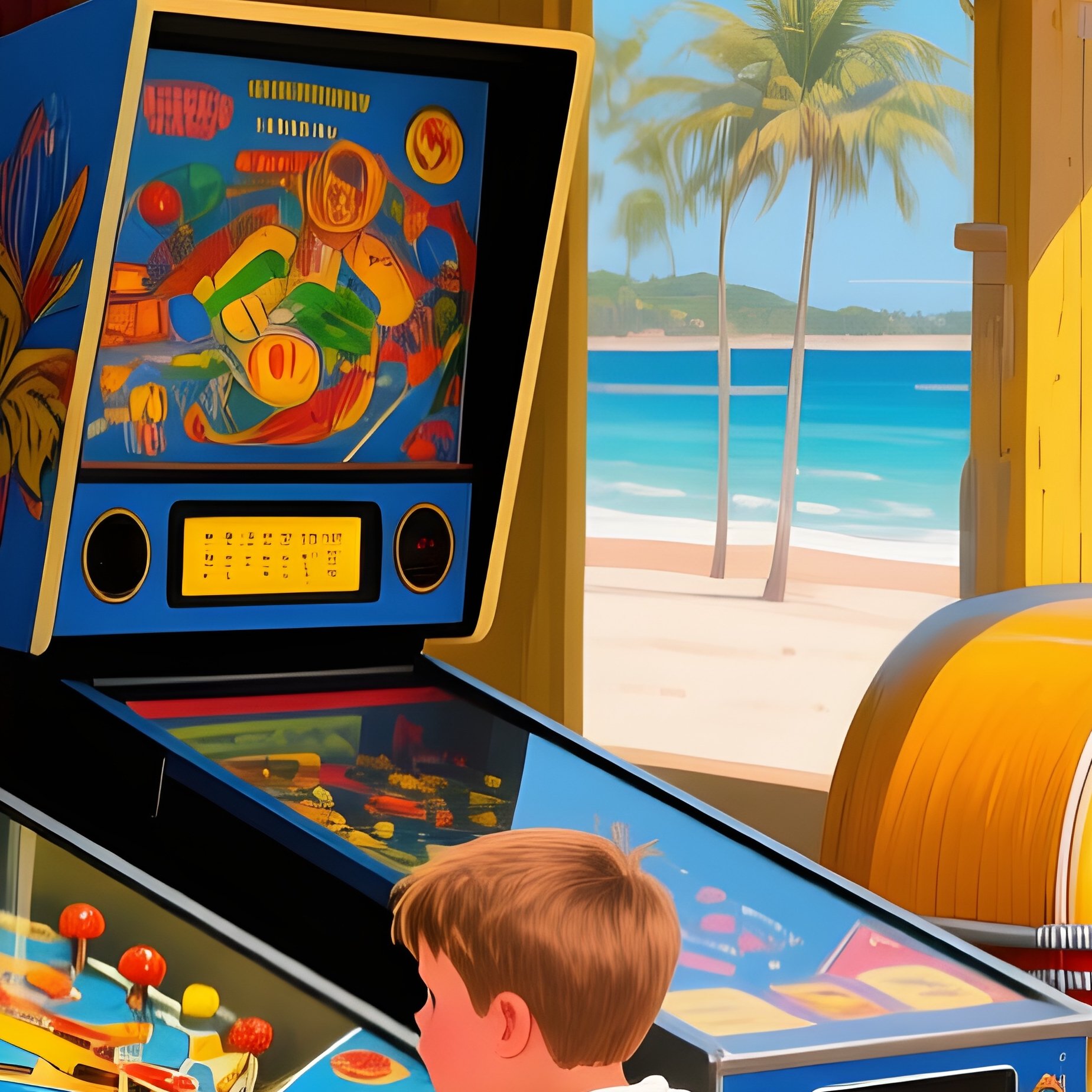 California Retro Summer Games Oil Painting 2 - Full Resolution Quality Preview