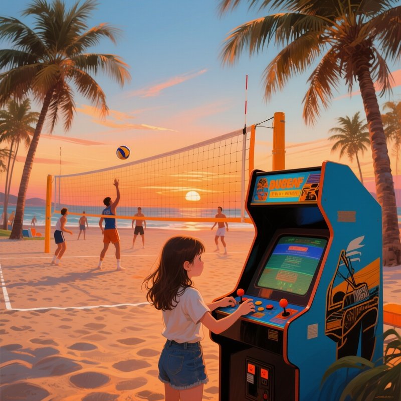 California Retro Summer Games Oil Painting 4