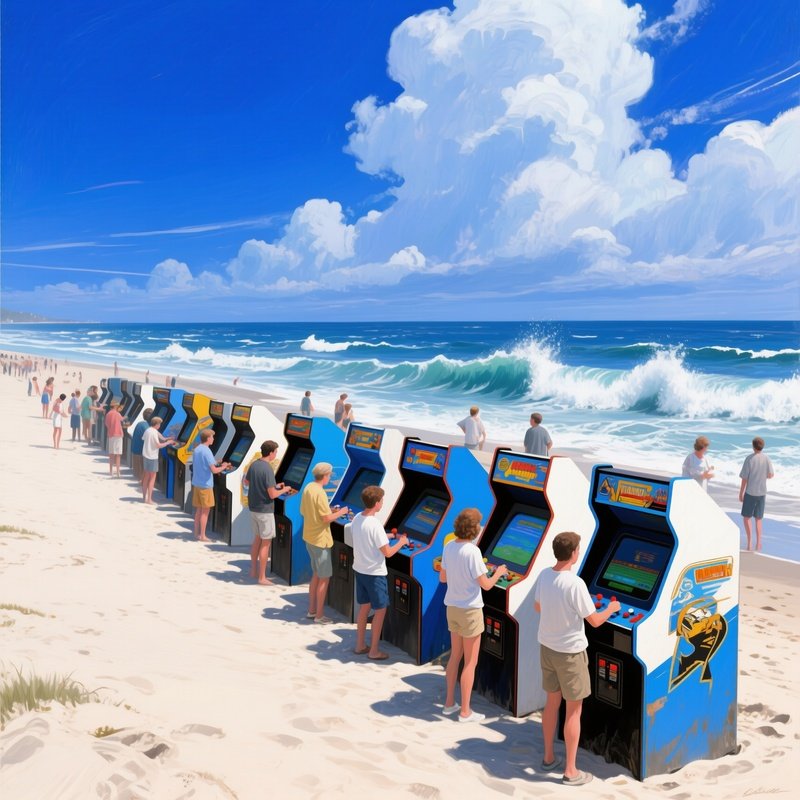 California Retro Summer Games Oil Painting 5