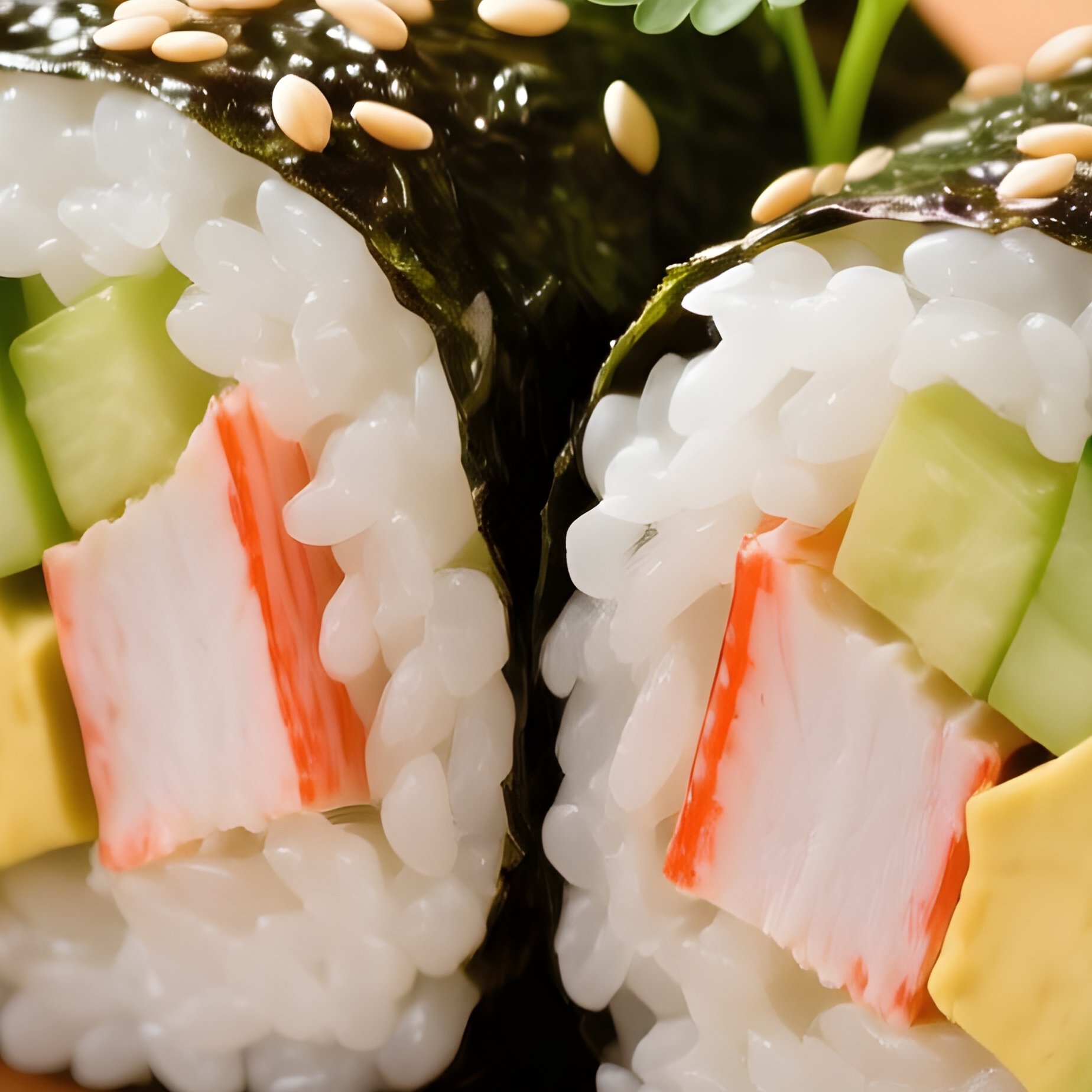 California Roll Made With Rice Nori Imitation Crab Avocado Cucumber And Sesame Seeds - Full Resolution Quality Preview