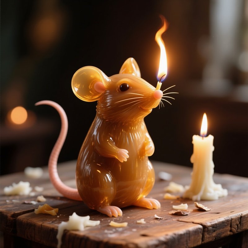 Candle Mouse A Mouse Made Of Wax With A Burning Wick On Top