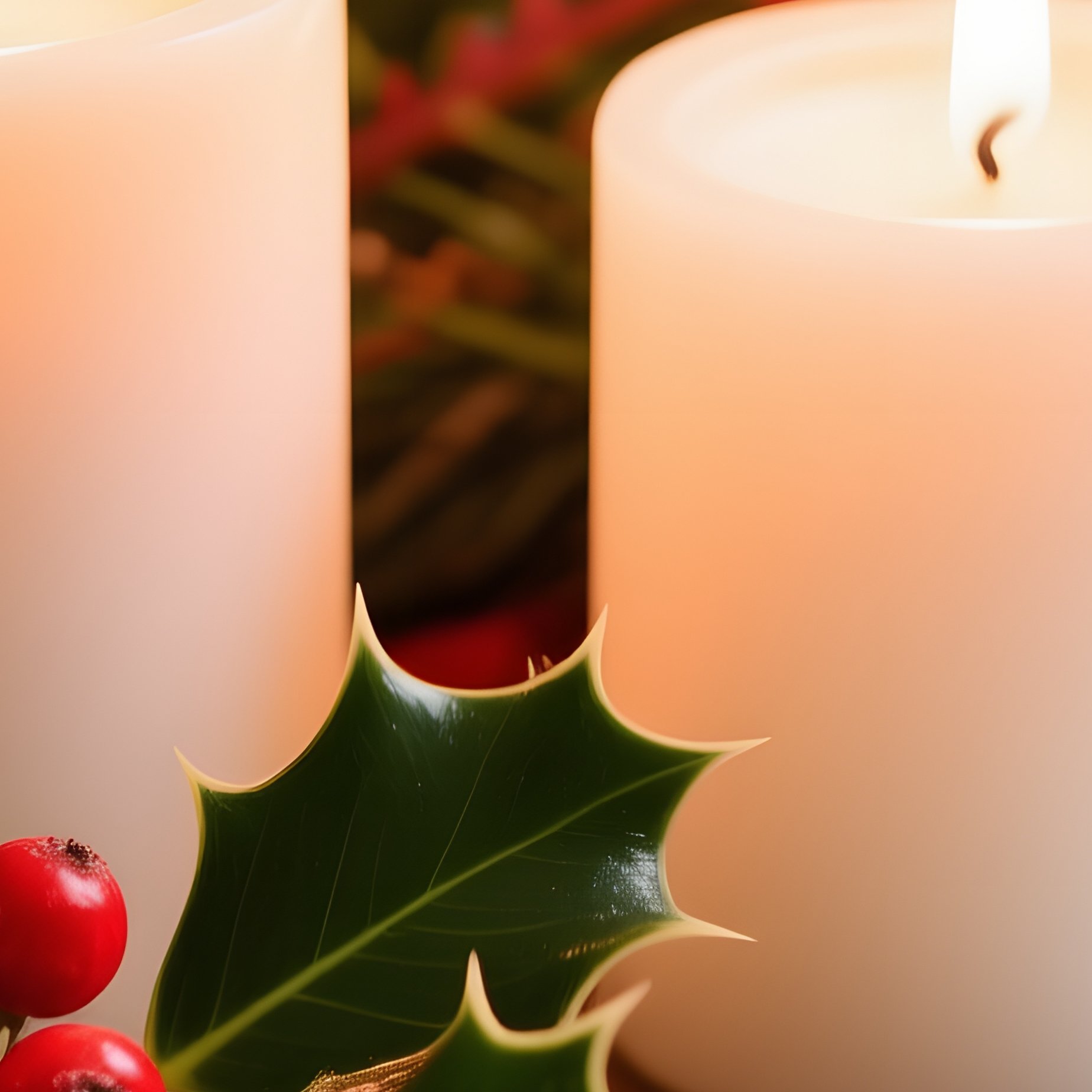Candles And Holly On A Sheet Of Music Candles Holly - Full Resolution Quality Preview