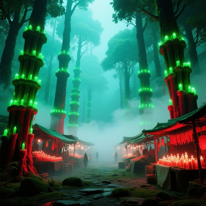 Candlestick Forest Abstract 3D Landscape