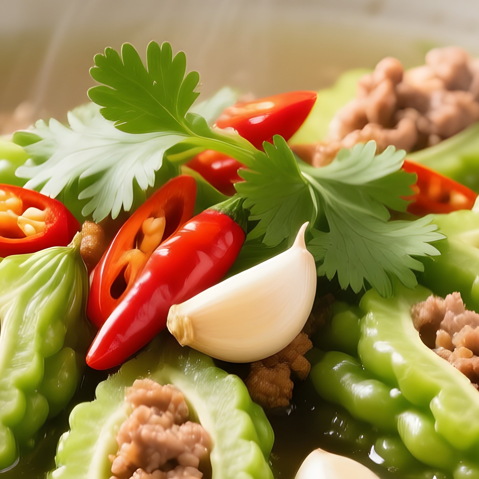 Canh Khoqua Stuffed Bitter Melon Soup With Ground Pork - Full Resolution Quality Preview