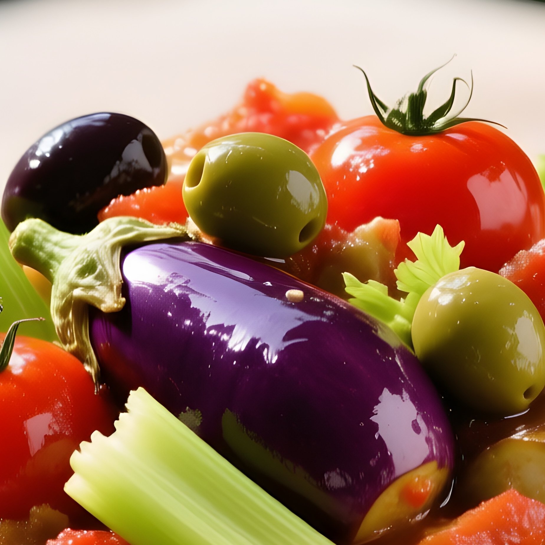 Caponata Siciliana Eggplant Tomatoes Celery Olives Capers Vinegar Sugar - Full Resolution Quality Preview