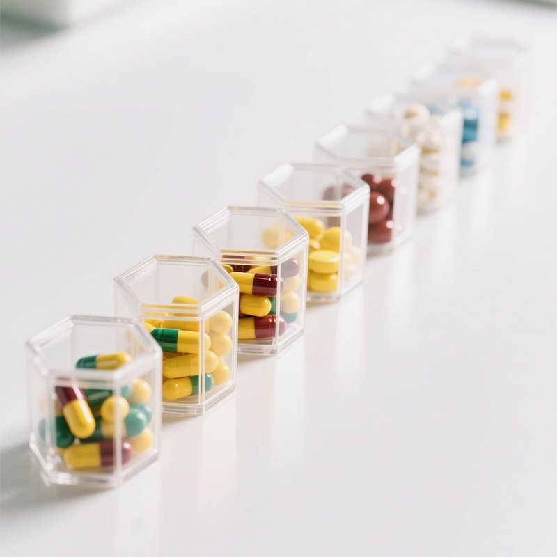 Capsules In Hexagonal Containers Medicine Capsules