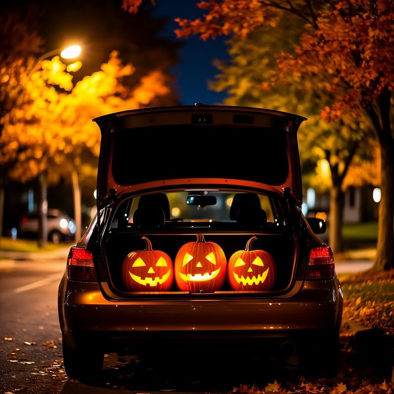Car Trunk Filled With Carved Pumpkins Halloween Pumpkin
