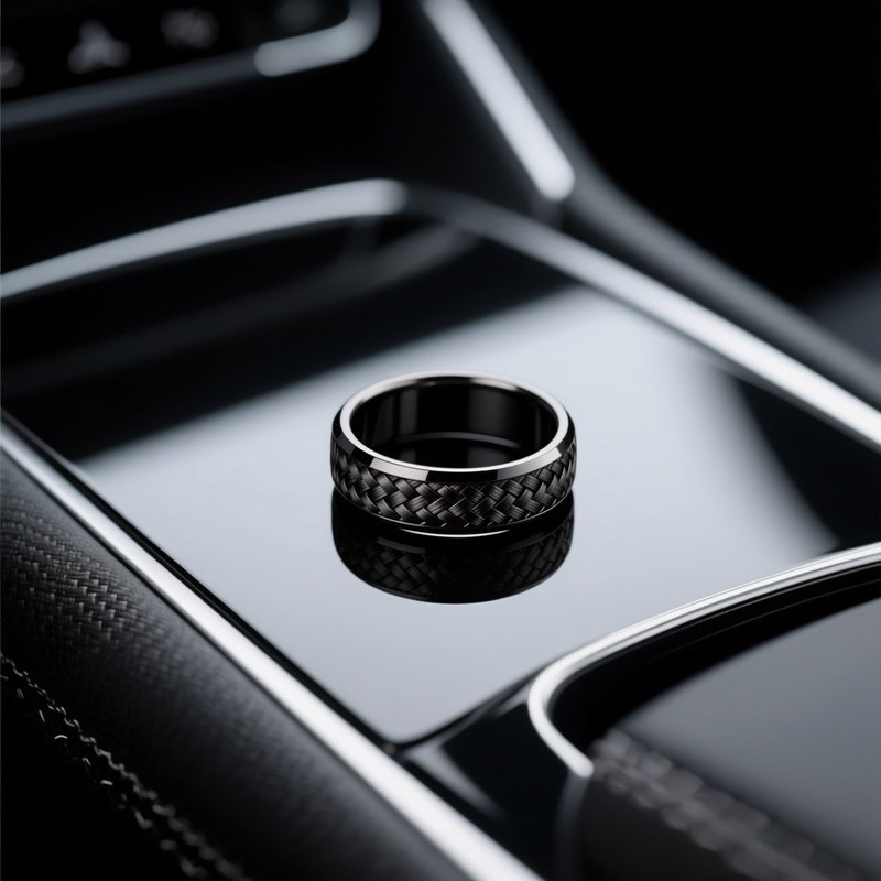 Carbon Fiber Ring On Car Dashboard