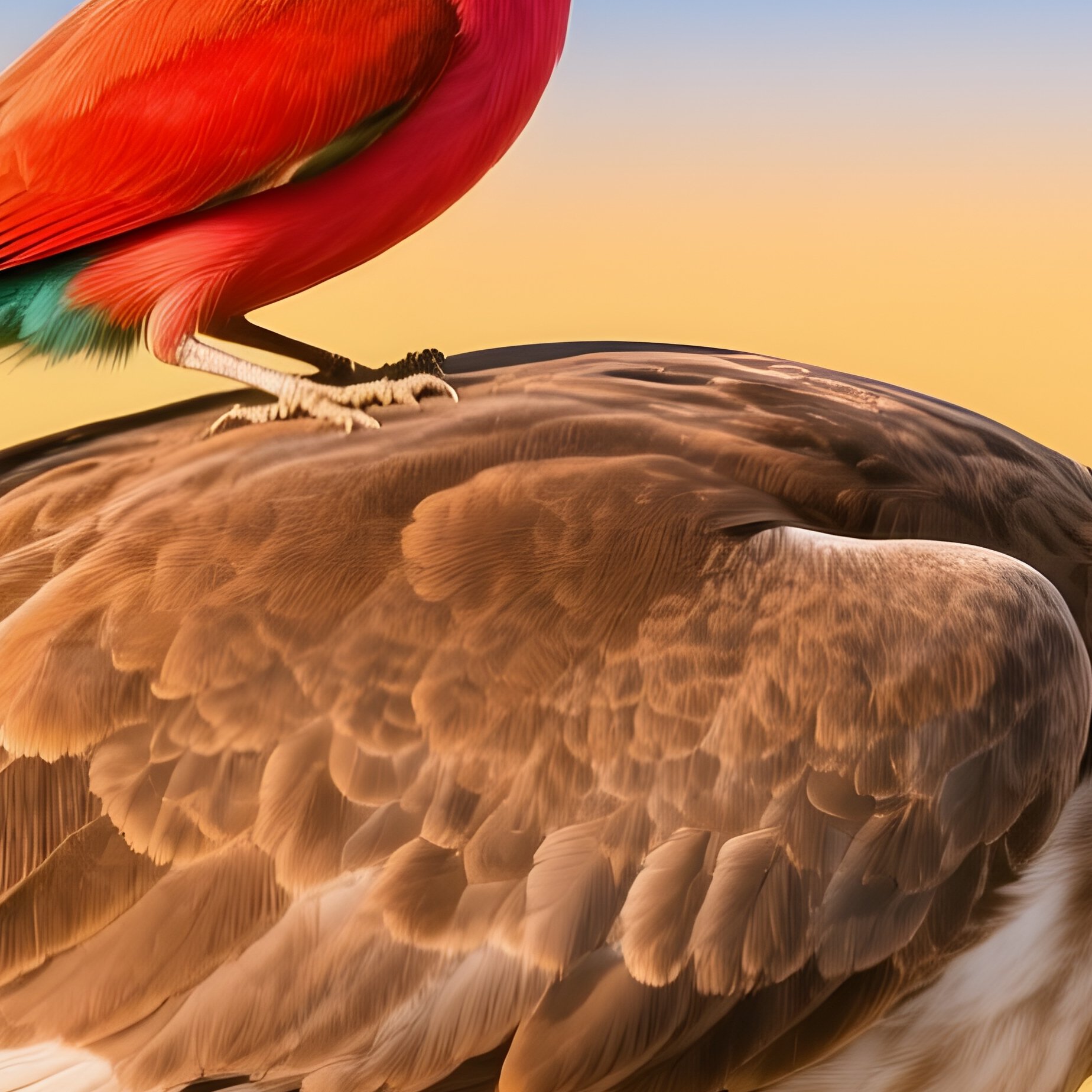 Carmine Bee Eater On Kori Bustard Hunting - Full Resolution Quality Preview