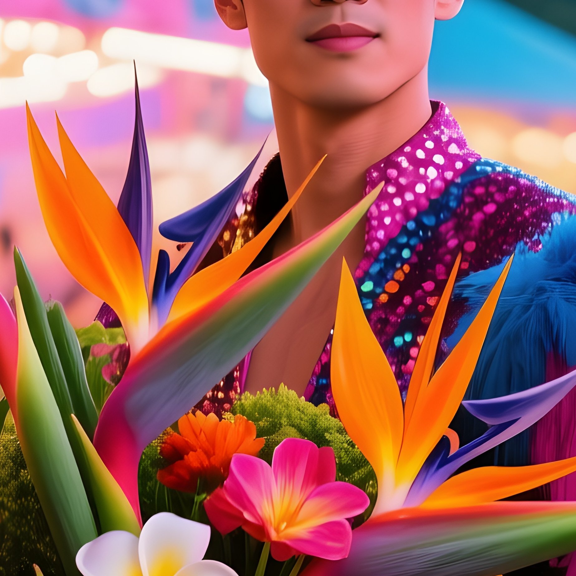 Carnival Flamboyant Bouquet Neon Lights - Full Resolution Quality Preview