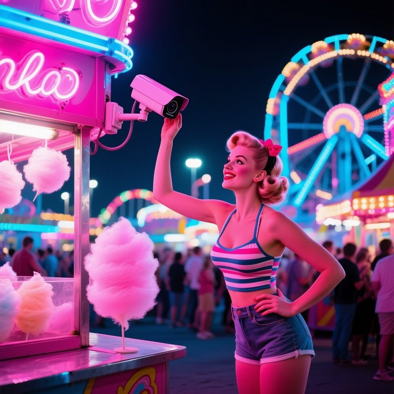 Carnival Midway Night Pinup Cotton Candy
