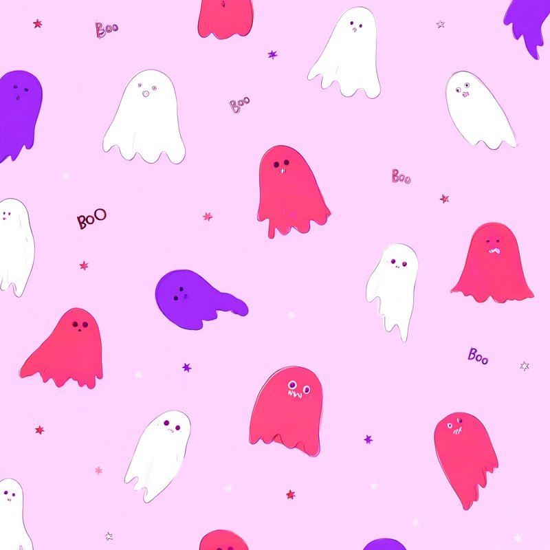Cartoon Ghosts On A Pink Background Ghosts Cartoon