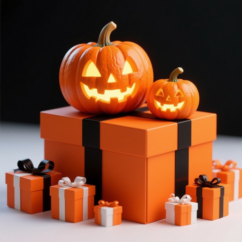 Carved Pumpkins And Gift Boxes Halloween Pumpkin