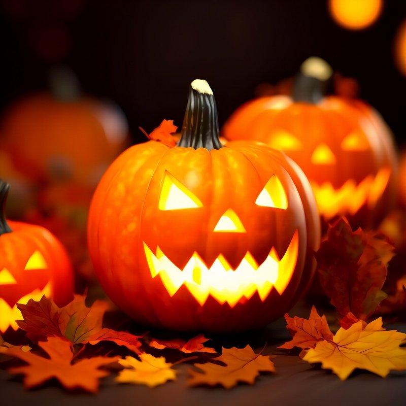 Carved Pumpkins Illuminated From Within Halloween Pumpkin