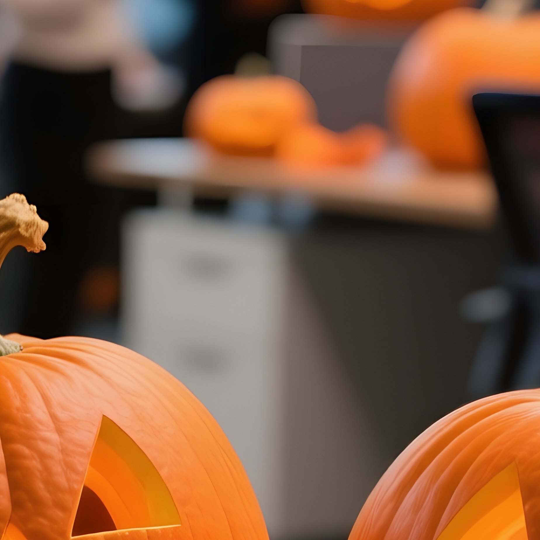 Carved Pumpkins On A Desk Halloween Pumpkin Carving - Full Resolution Quality Preview