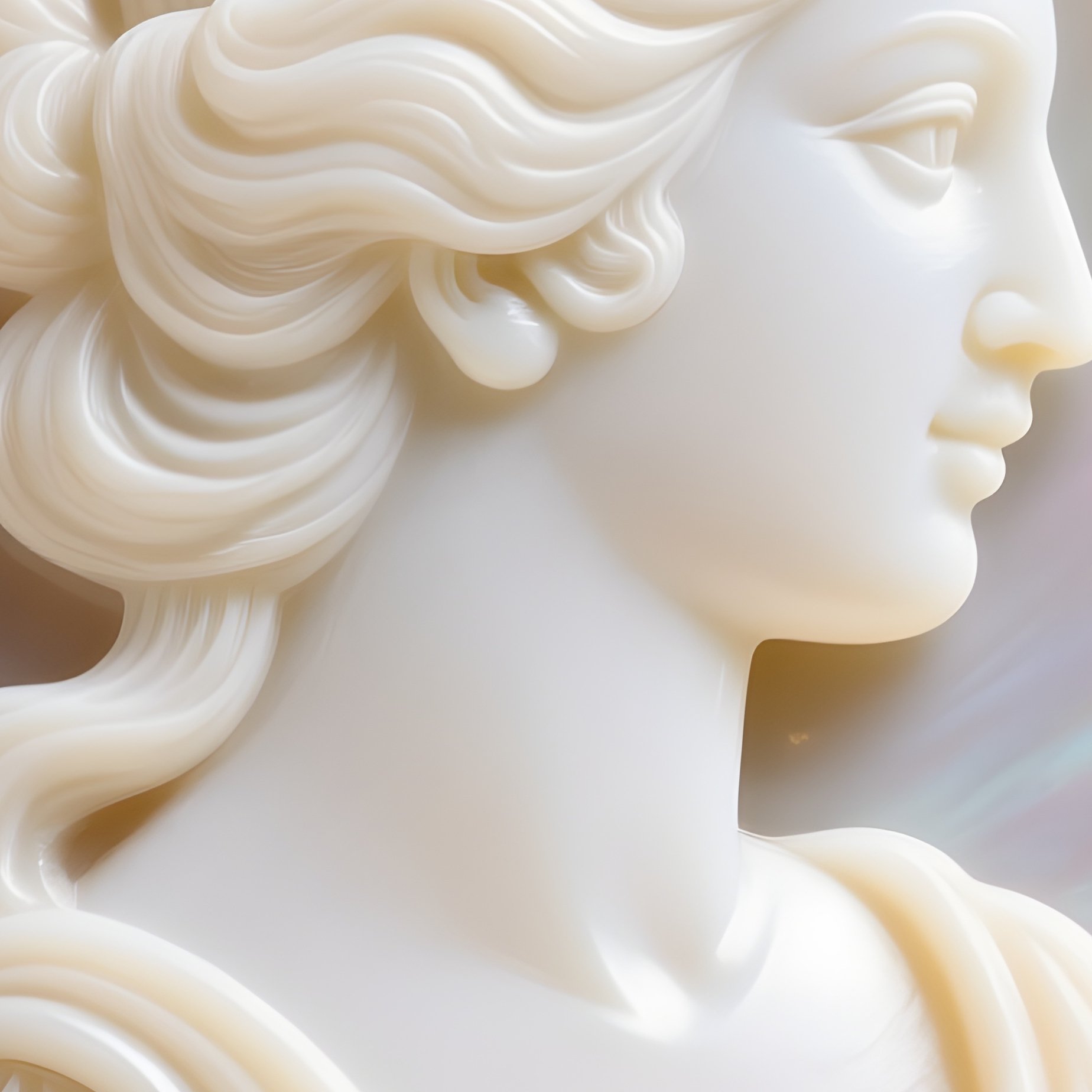 Carved Shell Cameo Brooch With Woman Profile - Full Resolution Quality Preview