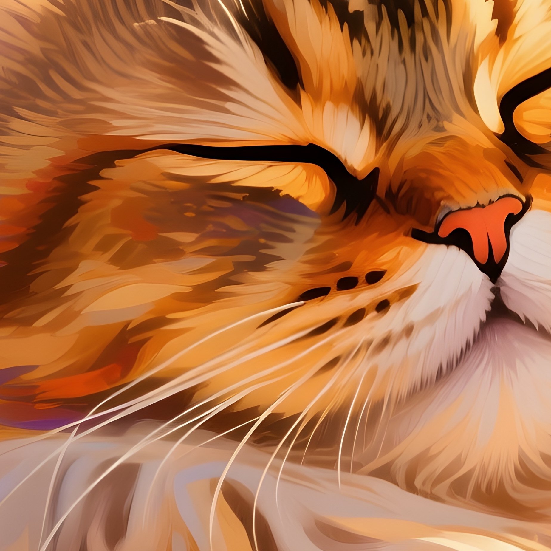 Cat Art Sleeping In Sunbeam - Full Resolution Quality Preview