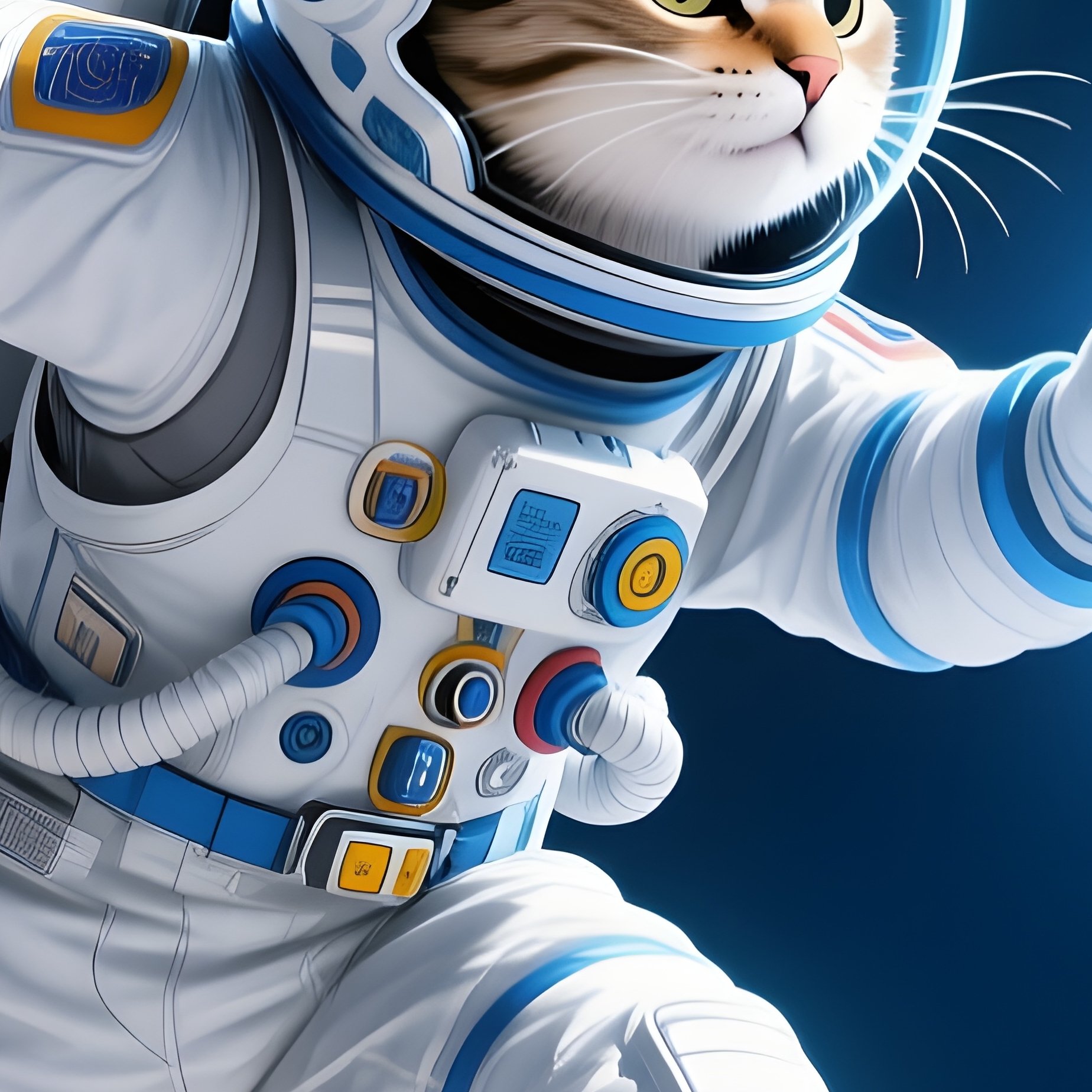 Cat Astronaut Chasing Laser Beams On Moon - Full Resolution Quality Preview