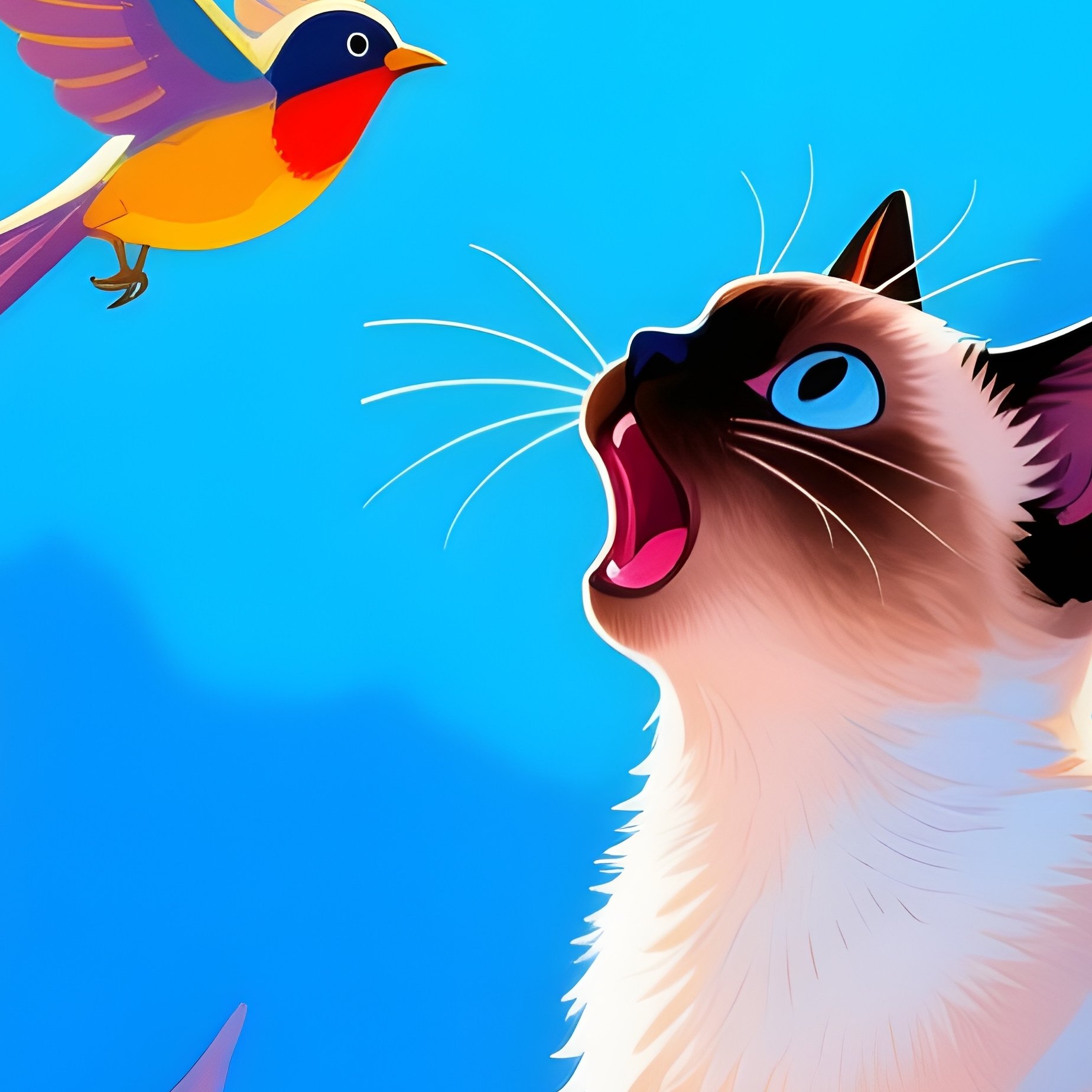 Cat Balinese Chirping At Birds Through Window 2 - Full Resolution Quality Preview