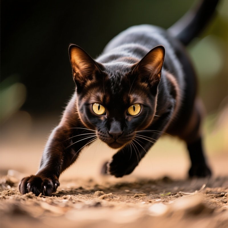 Cat Balinese Crouched Hunting Mode
