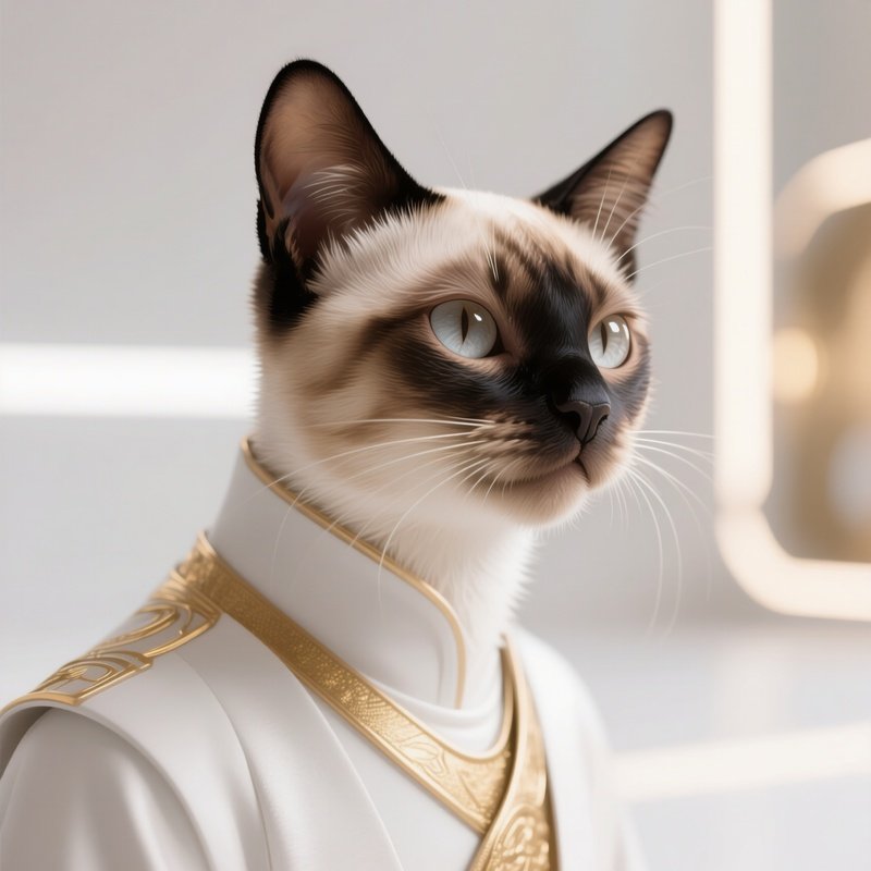 Cat Balinese Head Tilted Sitting Fictional Character