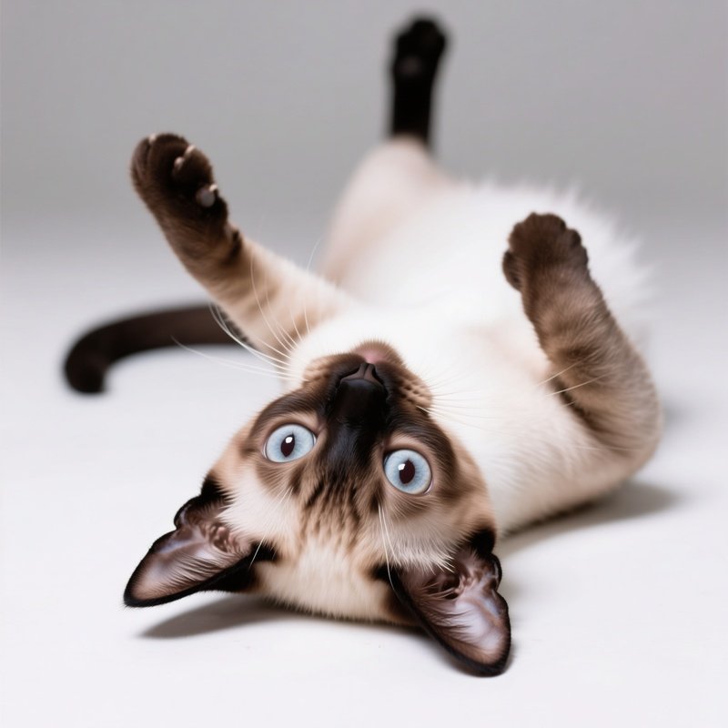 Cat Balinese Head Upside Down Laying Back