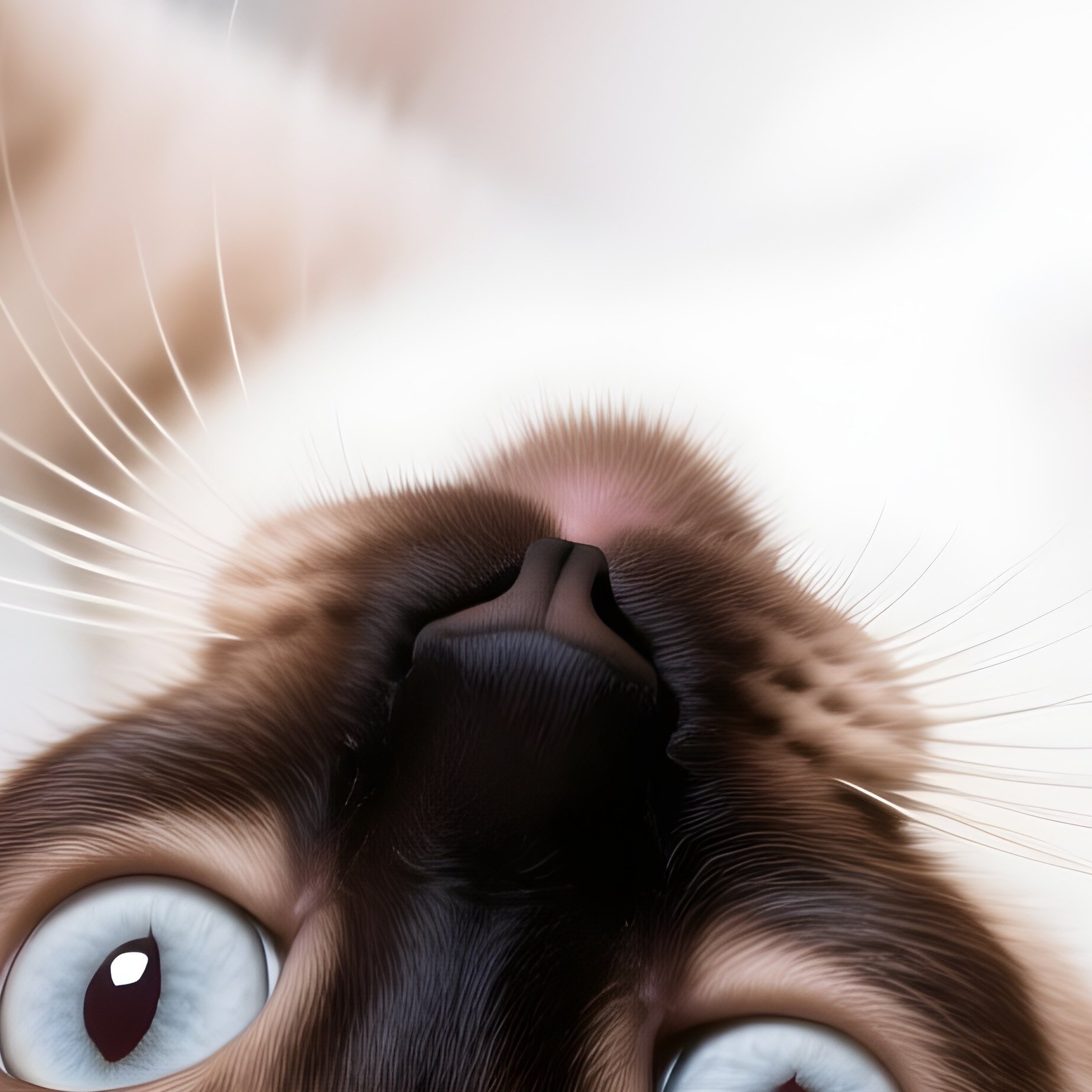 Cat Balinese Head Upside Down Laying Back - Full Resolution Quality Preview