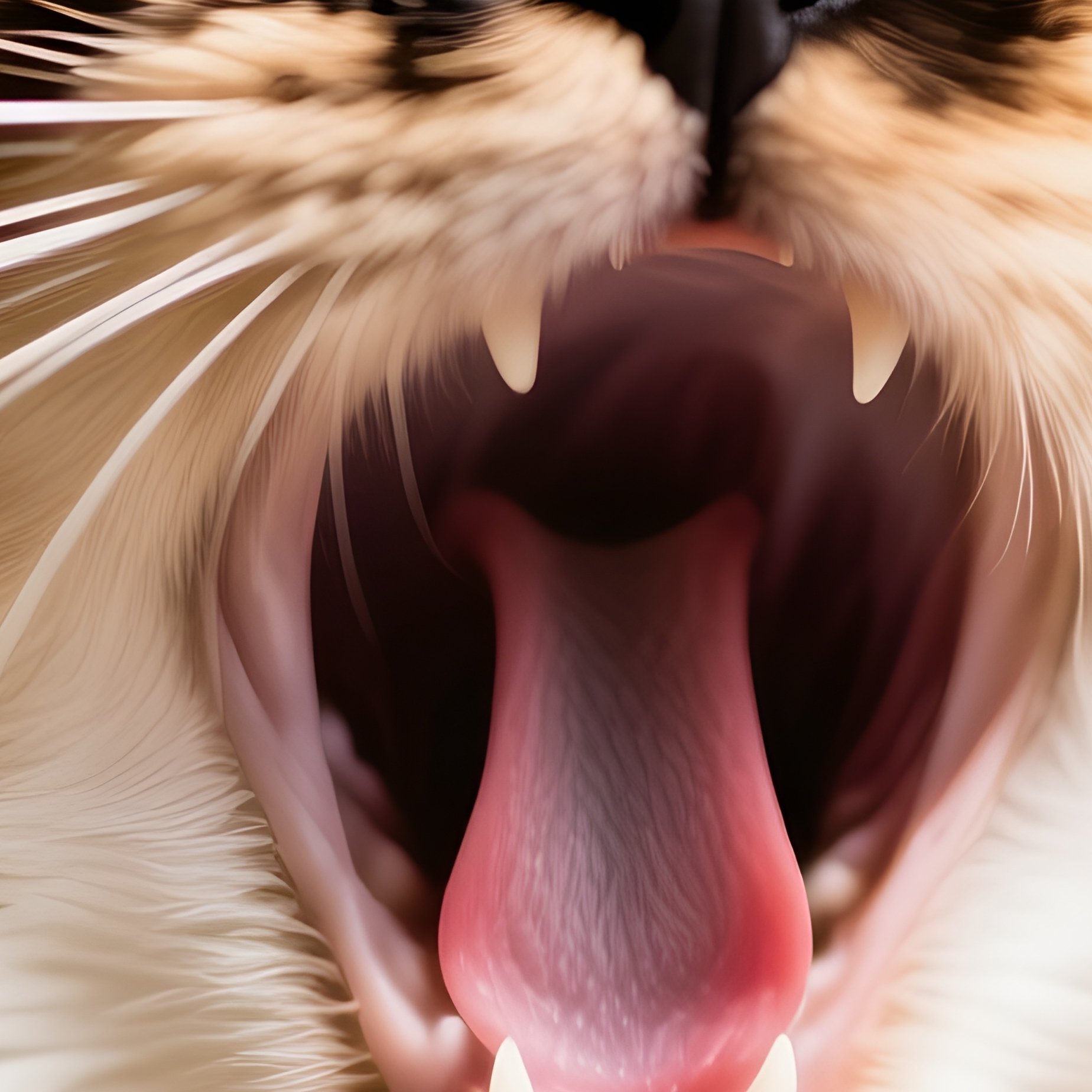 Cat Balinese Mid Yawn Wide Open - Full Resolution Quality Preview