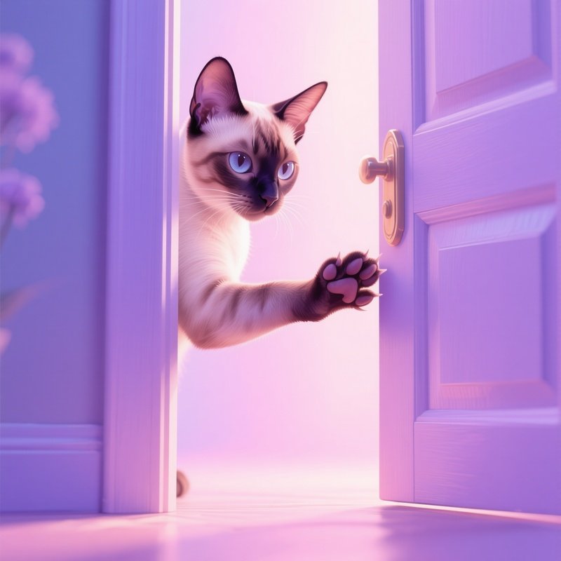 Cat Balinese Paw Reaching Out From Under A Door Digital Art